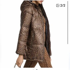 Michael Kors Brown Animal/Leopard Print puffer Jacket